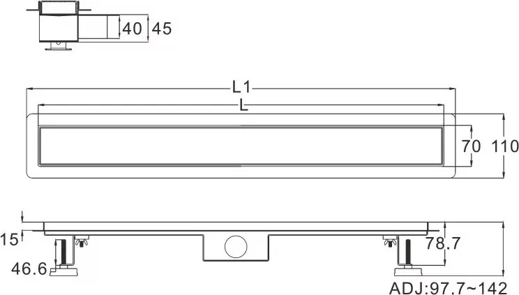 AREZZO design 2in1 700 mm-es rozsdamentes acél folyóka