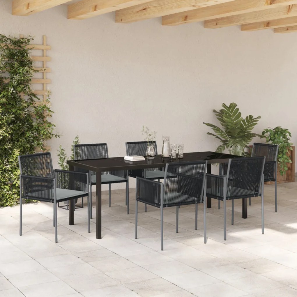 4 darabos szett Fekete Polirattan 54x60.5x83.5 cm Tartós