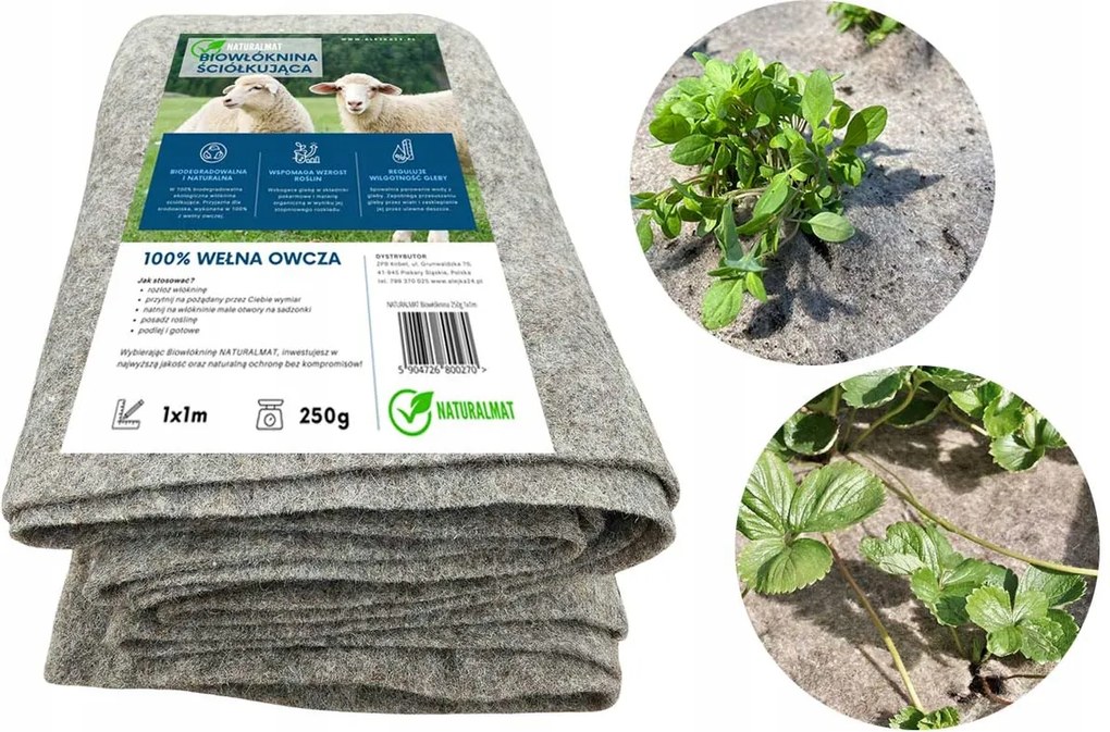 Bio mulcsozó szövet vastag 250g báránygyapjúból Méterenként 1mb széles