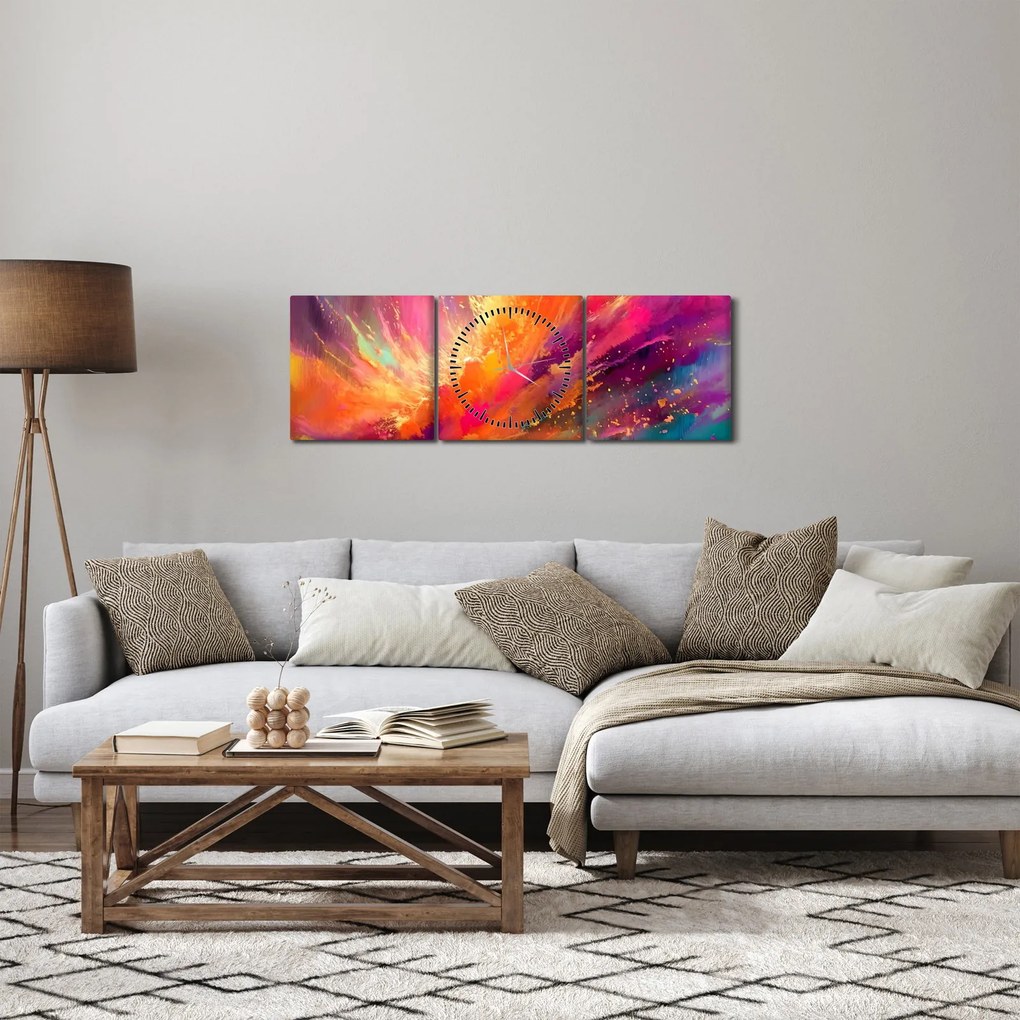 Kép - Dinamikus absztrakció (órával) (90x30 cm)