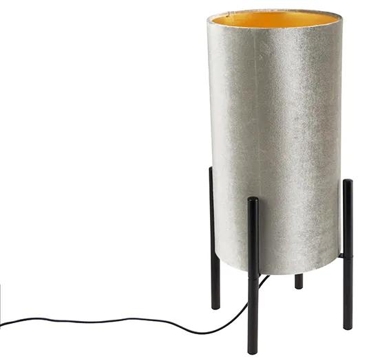 Design asztali lámpa fekete velúr árnyalatú taupe arannyal - gazdag