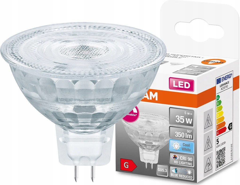 Led izzó MR16 5W 4000K CRI90 Tompítható Osram