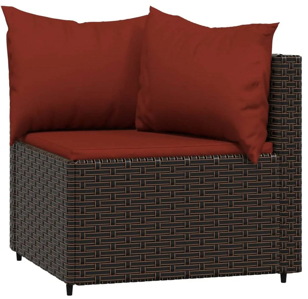 3 részes barna polyrattan kerti ülőgarnitúra párnával