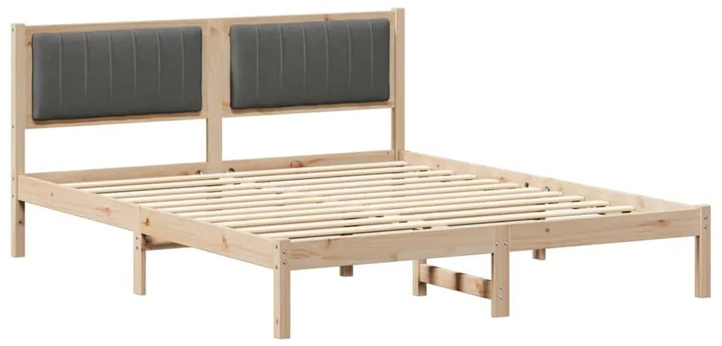 Ágykeret Kárpitozott Fejtámlával Sötétszürke 160 x 200 cm