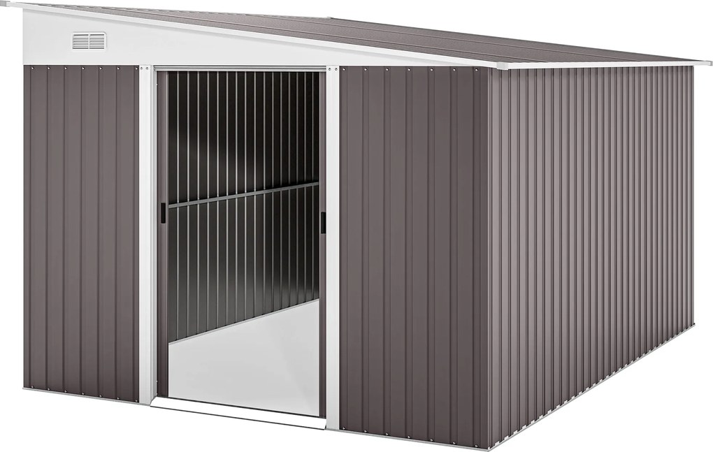 Outsunny Fém Kertivaros 19,4m³ 280x345x201cm Eszközkert Shed Monopitch Tetővel, Csúszóajtóval, Időjárásálló Kertesház Kültéri Szekrény a Hátsó Udvarho