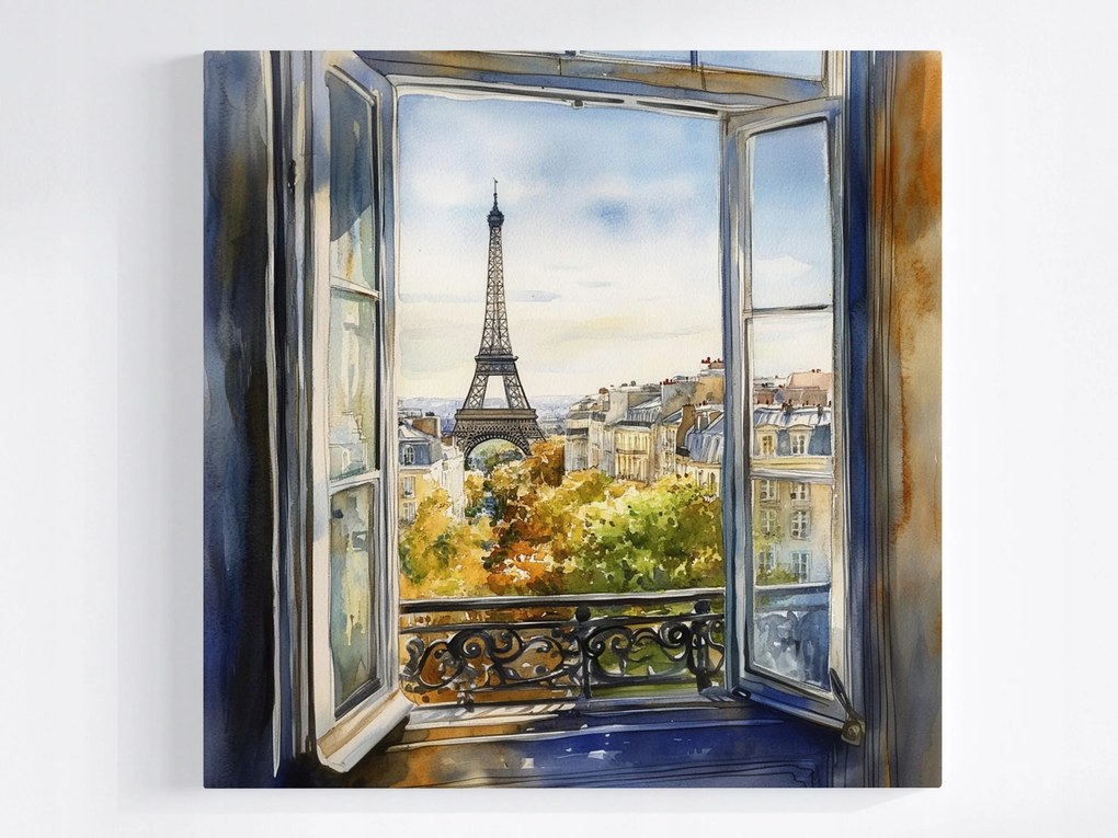 Poszter Párizs Erkély Ablak Eiffel-torony Őszi Kilátás 40x40