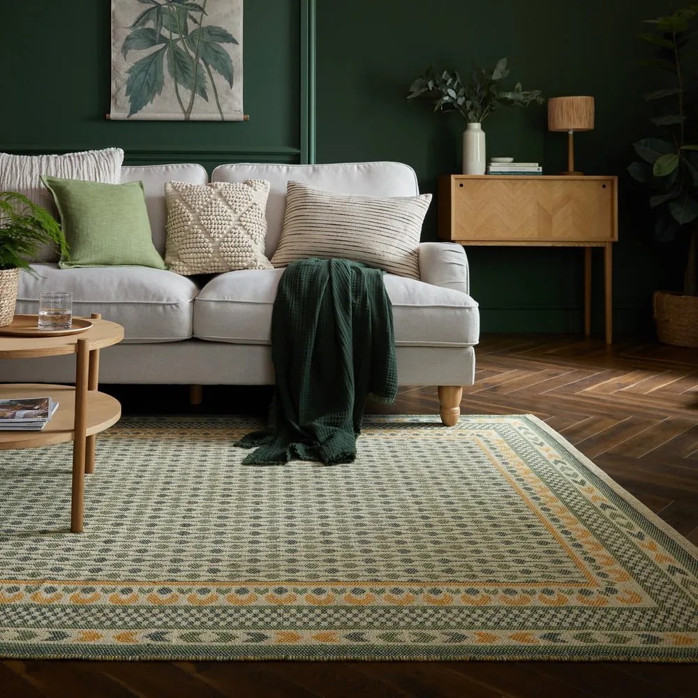 Zöld jutakeverék szőnyeg 200x290 cm Mara Jute Border – Flair Rugs