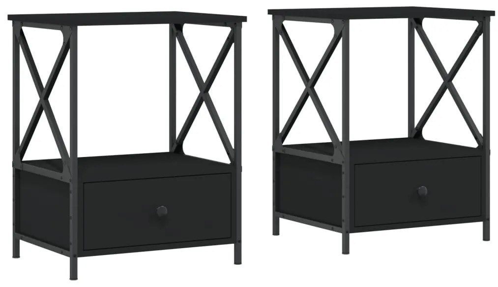 2 db fekete szerelt fa éjjeliszekrény 50x41x65 cm