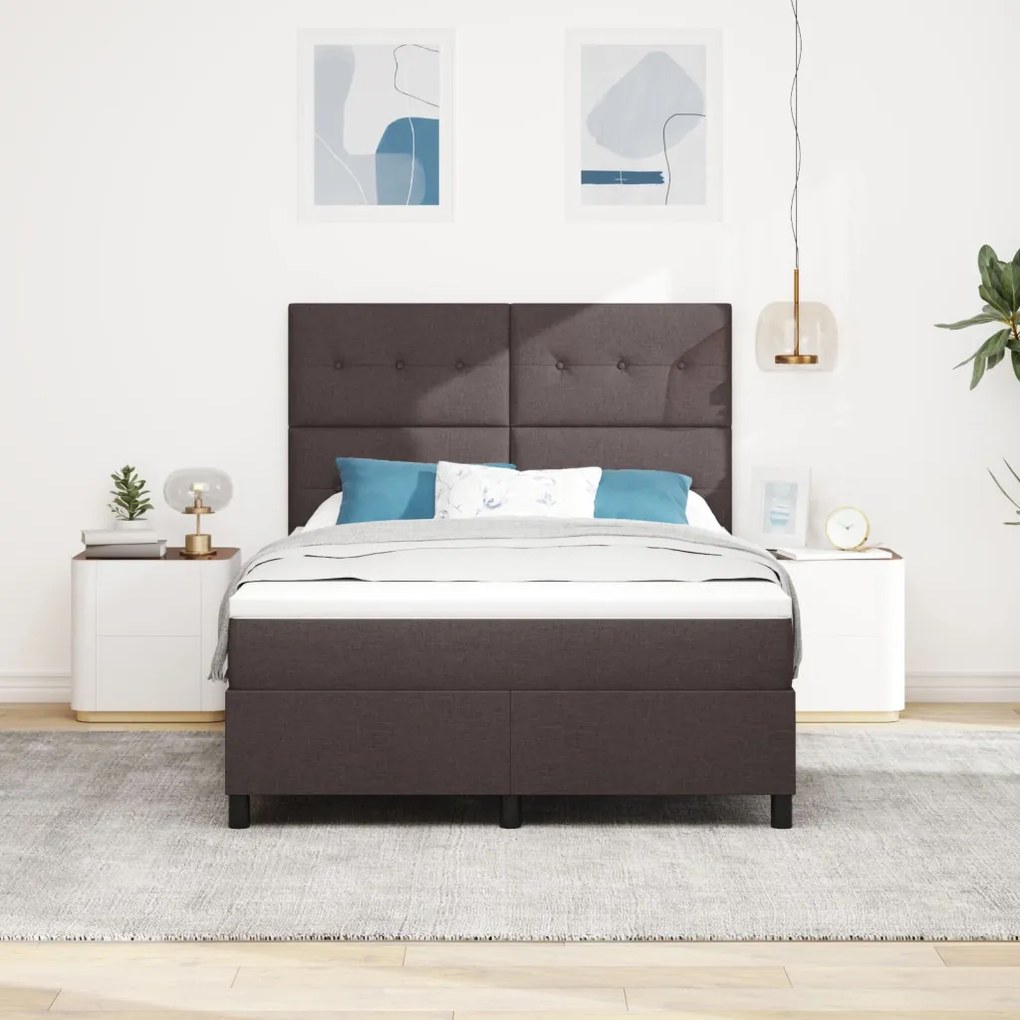 Box Spring Ágy Matraccal Sötétbarna 140x200 cm Szövet