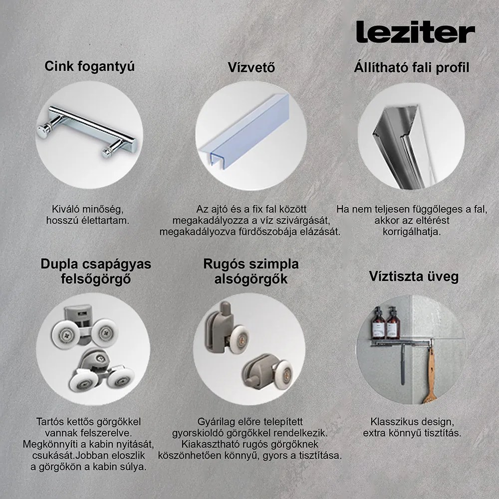 Spirit Clear 90x90x180 cm-es szögletes zuhanykabin, zuhanytálca nélkül fekete