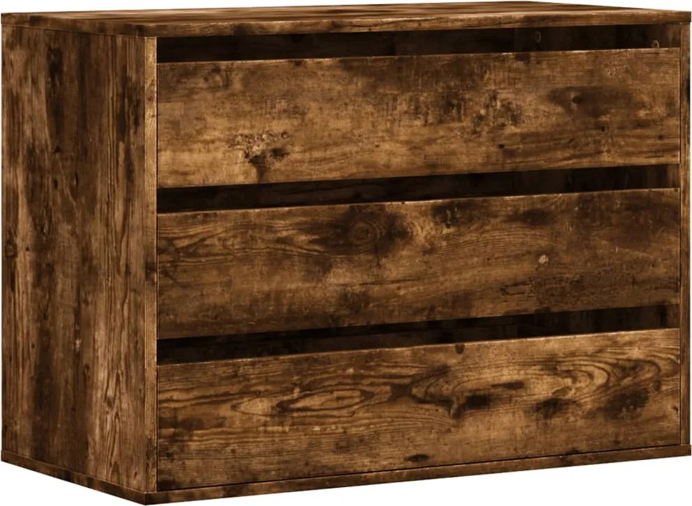 vidaXL füstös tölgy színű szerelt fa fiókos sarokszekrény 80x41x58 cm
