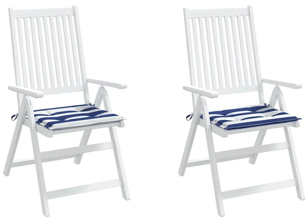 2 db kék és fehér csíkos szövet székpárna 50x50x4 cm