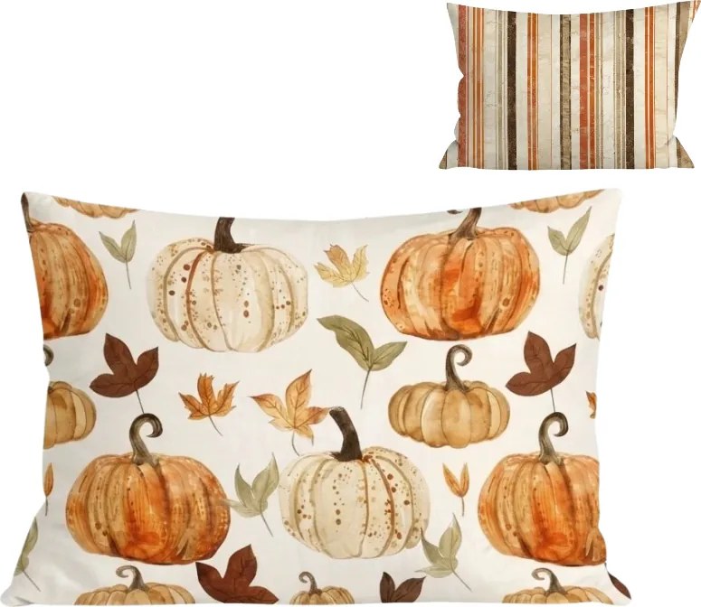 Flanel párnahuzat PUMPKINS & STRIPES 50x70 cm, színes kivitel