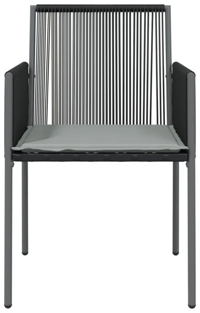 6 db fekete polyrattan kerti szék párnával 54x60,5x83,5 cm