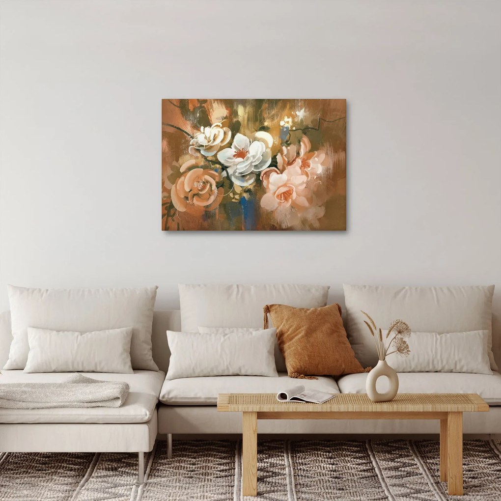 Kép - Festett csokor virág (70x50 cm)