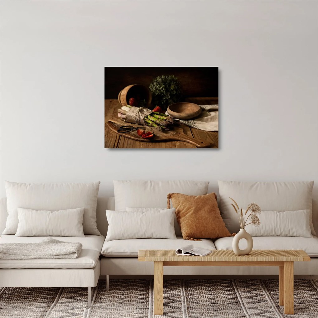 Spárga az asztalon képe (üvegen) (70x50 cm)