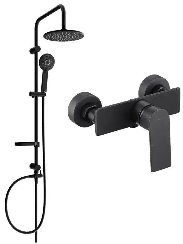 Mexen Carl zuhanygarnitúra esőzuhannyal és Alexa zuhanycsappal, fekete, 71240240-70