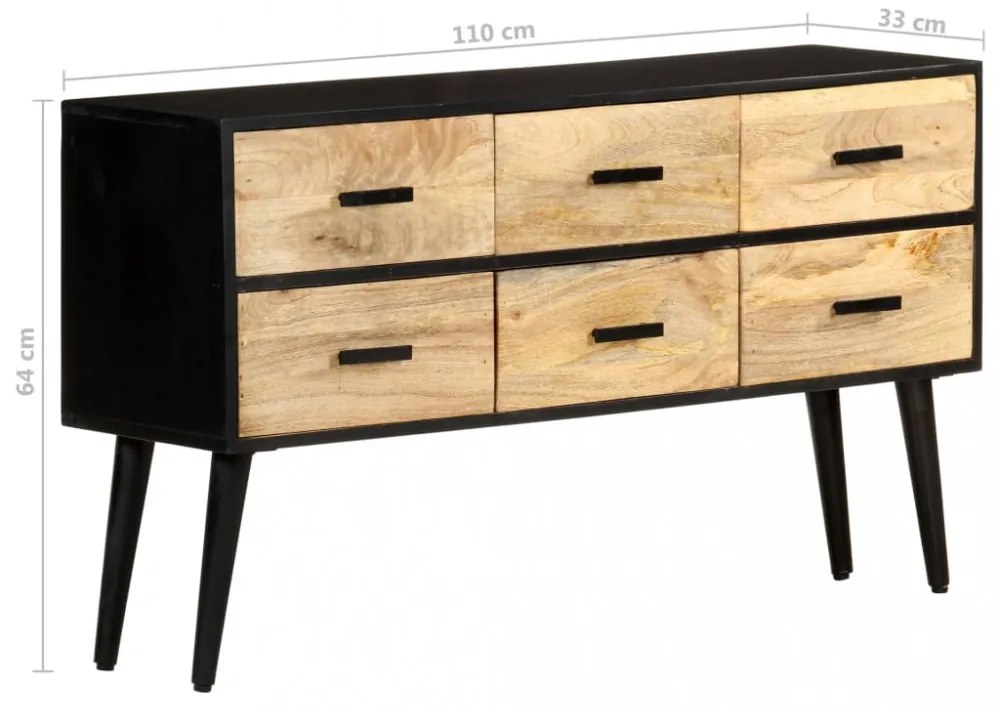 tömör mangófa tálalószekrény 110 x 33 x 64 cm