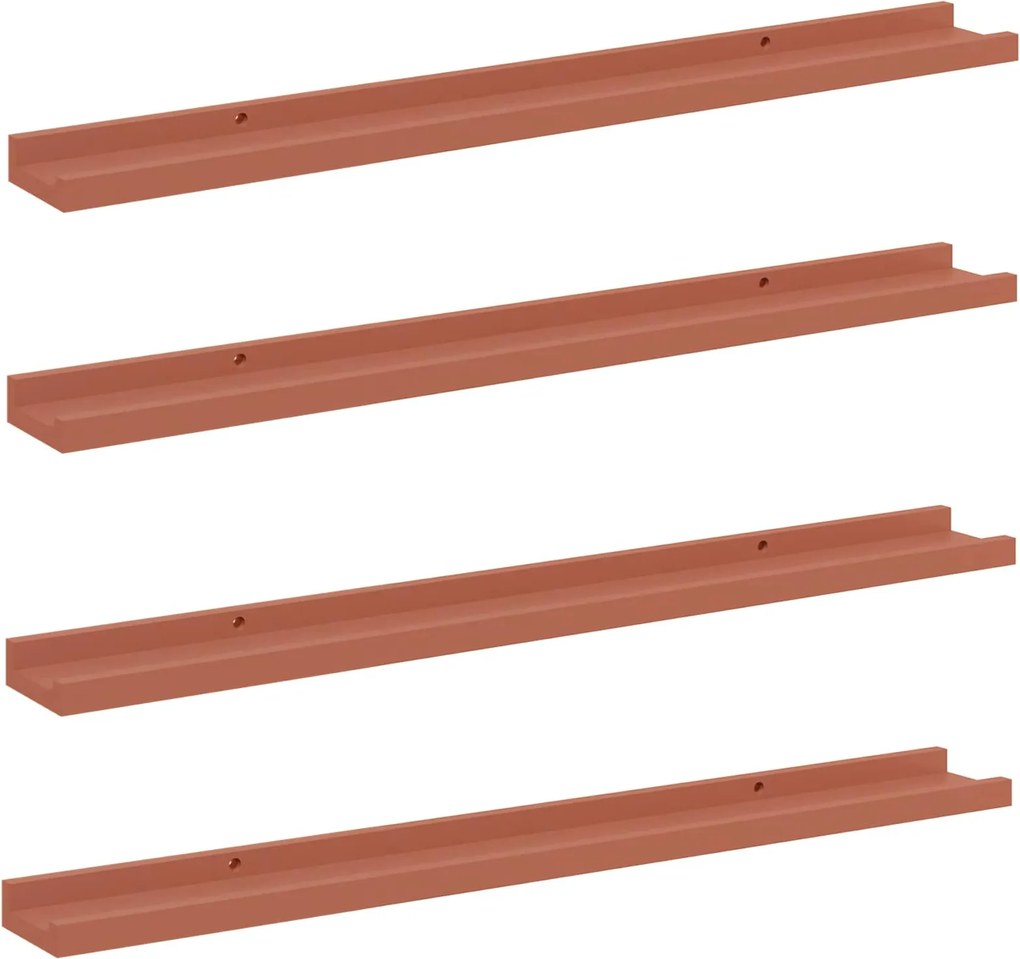 vidaXL Falpolc polcokkal tárolóval 4 pcs Piros 80 x 9 x 3 cm Faanyag