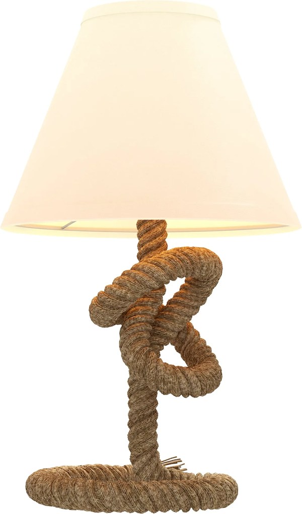 HOMCOM LED Asztali Lámpa Éjjeli Lámpa Fém Alapú Vászon Kötéllel és Anyag Árnyékkal E27 Izzó Max. 40W Melegfehér Fényekhez Fekvőhelyiségbe Ø28x45.5cm B