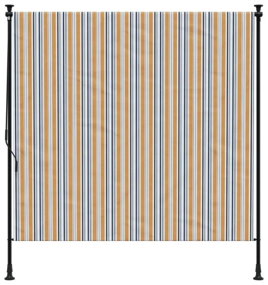 sárga és fehér szövet és acél kültéri roló 150 x 270 cm