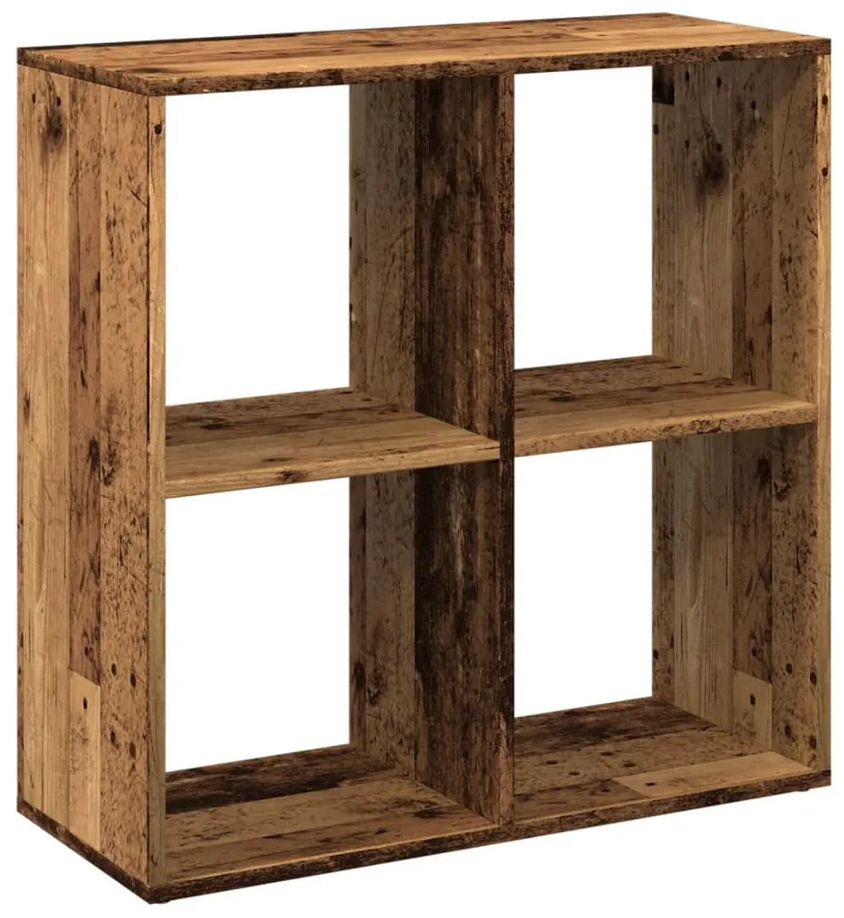 antik fa színű fa térelválasztó könyvespolc 69,5x29x69,5 cm