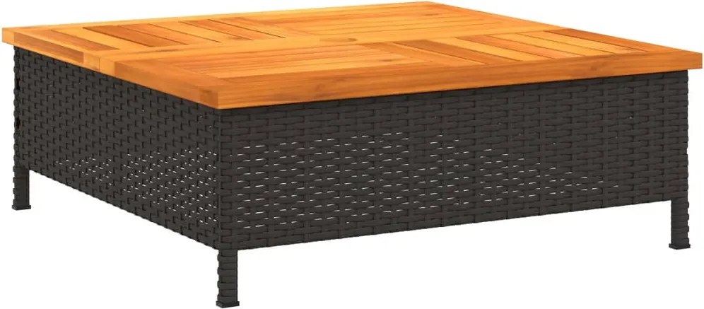 vidaXL fekete polyrattan és akácfa napernyőtalp-burkolat 70x70x25 cm