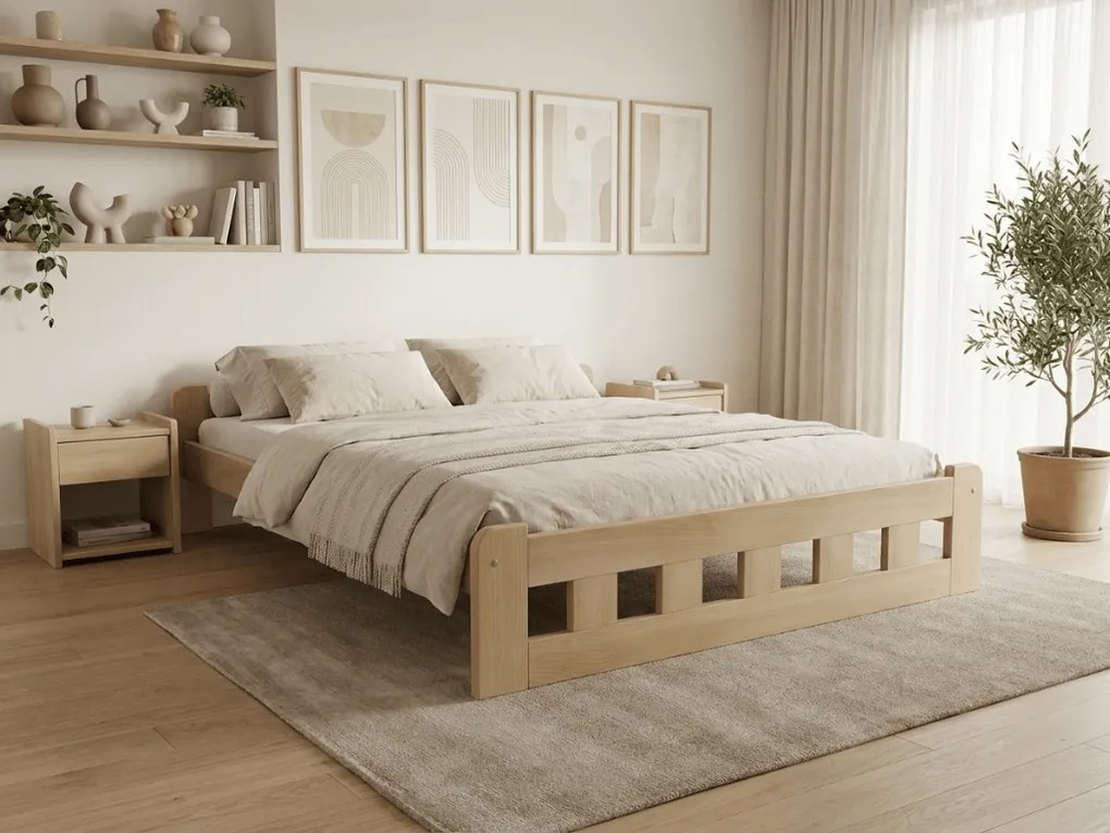 Naomi magasított ágy 120 x 200 cm, fenyőfa Ágyrács: Léces ágyrács, Matrac: Deluxe 10 cm matrac