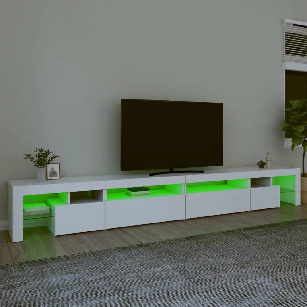 fehér TV-szekrény LED-lámpákkal 290x36,5x40 cm