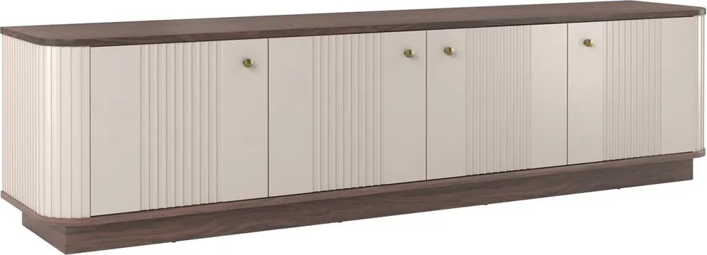 Vesper 4D TV-szekrény 187 cm talapzaton - kasmír / dió / arany fogantyúk
