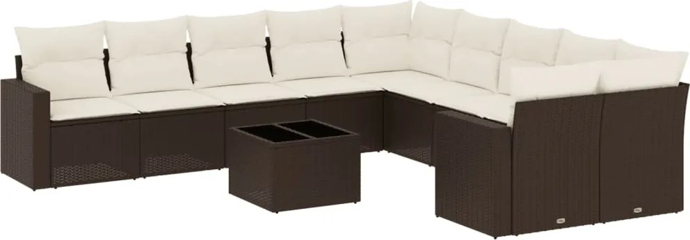vidaXL 11 részes barna polyrattan kerti ülőgarnitúra párnákkal