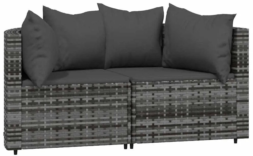 3 részes szürke polyrattan kerti ülőgarnitúra párnákkal