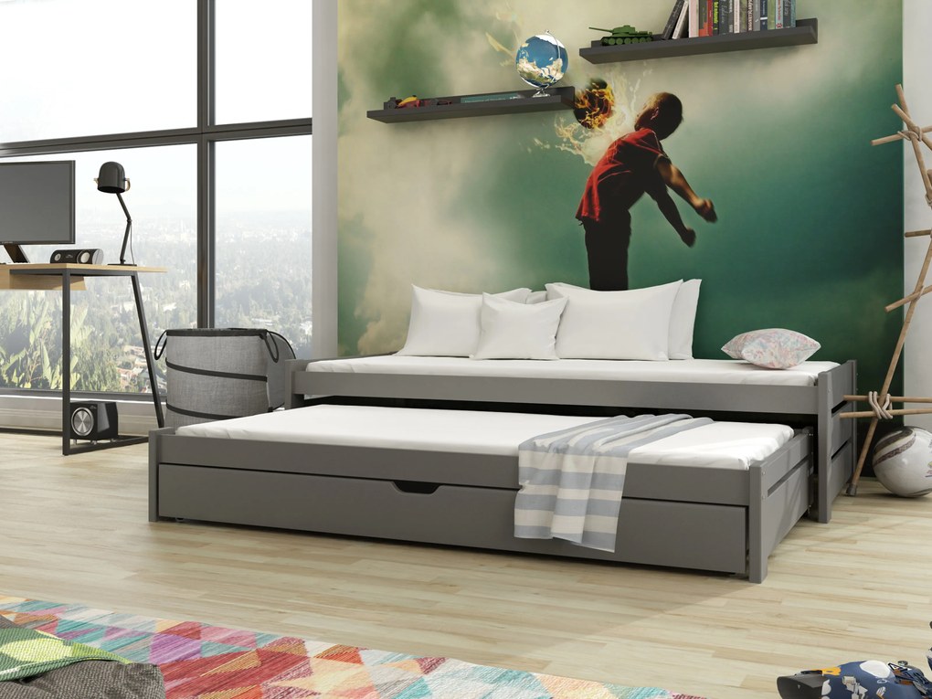 Gyerekágy 90 x 190 cm ANISSA (ágyráccsal és tárolóhellyel) (grafit). Akció -10%. 1013062