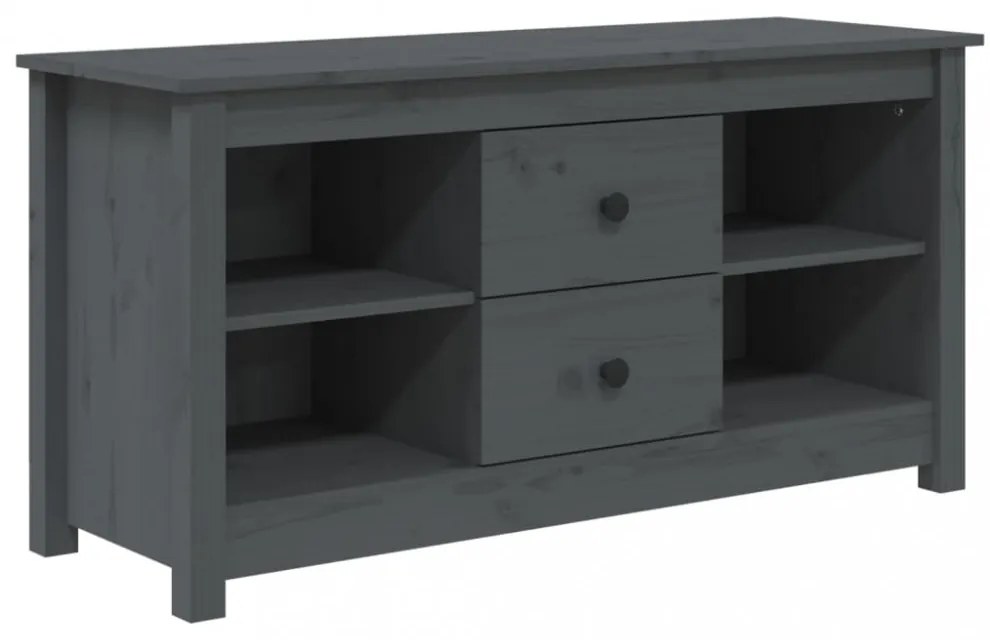 szürke tömör fenyőfa TV-szekrény 103 x 36,5 x 52 cm