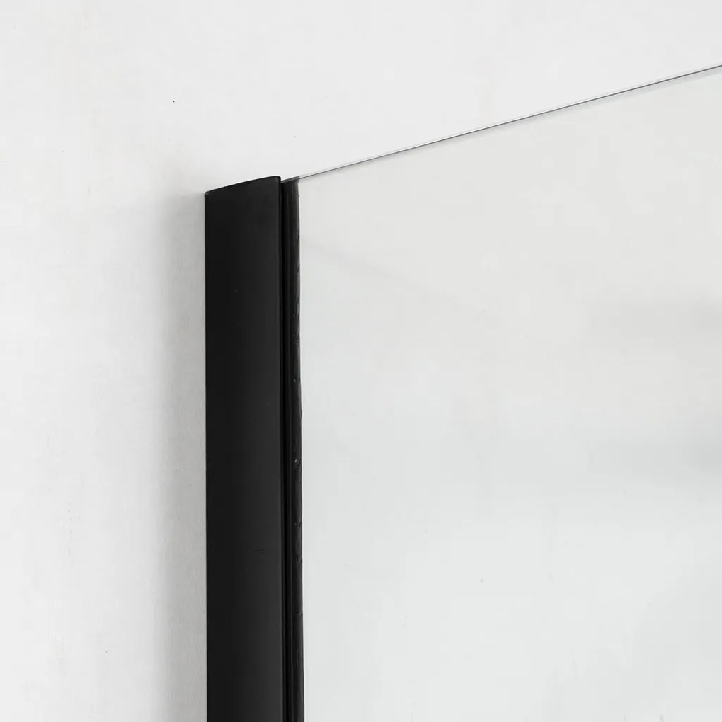 Stuxi Milano Gate Black Plus 2 falsíkra szerelhető, két oldalfalas walk-in zuhanyfal, 130x130 cm, 8 mm vastag vízlepergető biztonsági üveggel, helytakarékos sarokmerevítőkkel