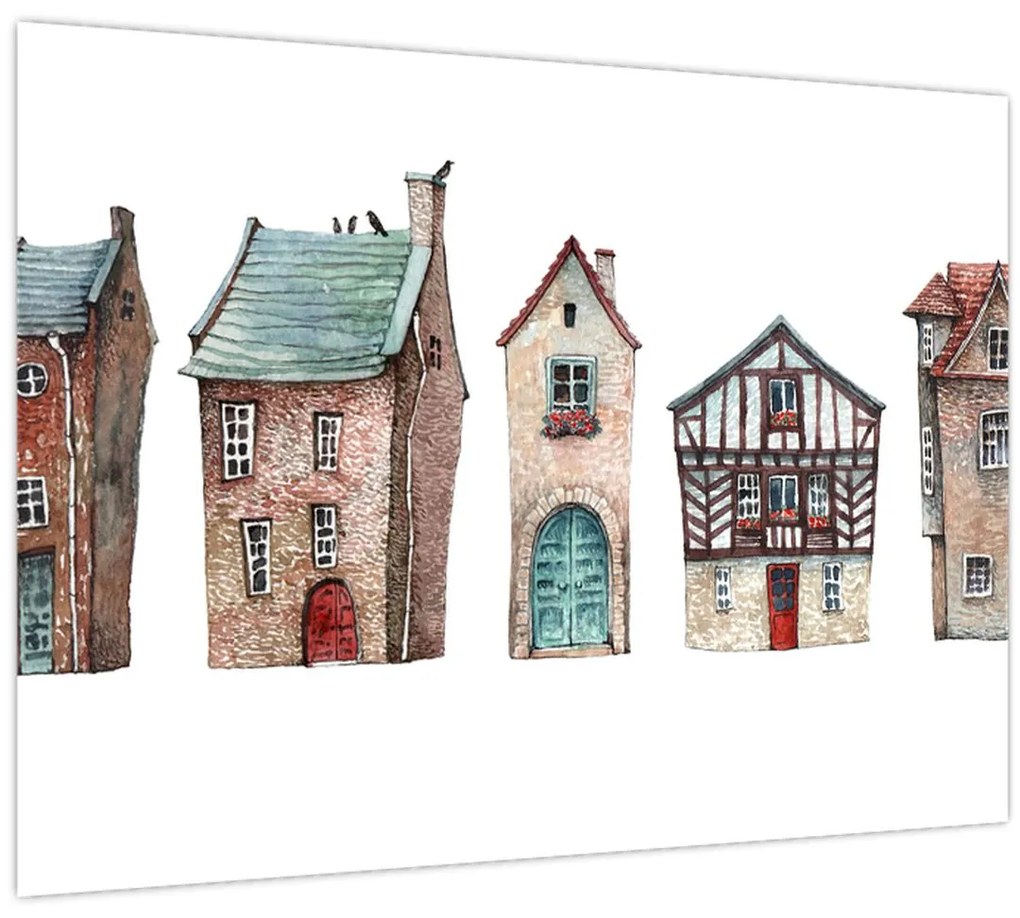 Kép - Akvarell házak (70x50 cm)