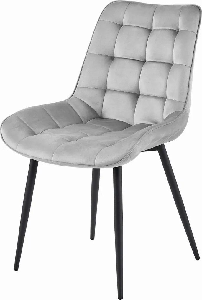 BERA világosszürke bársony szék fekete lábakkal