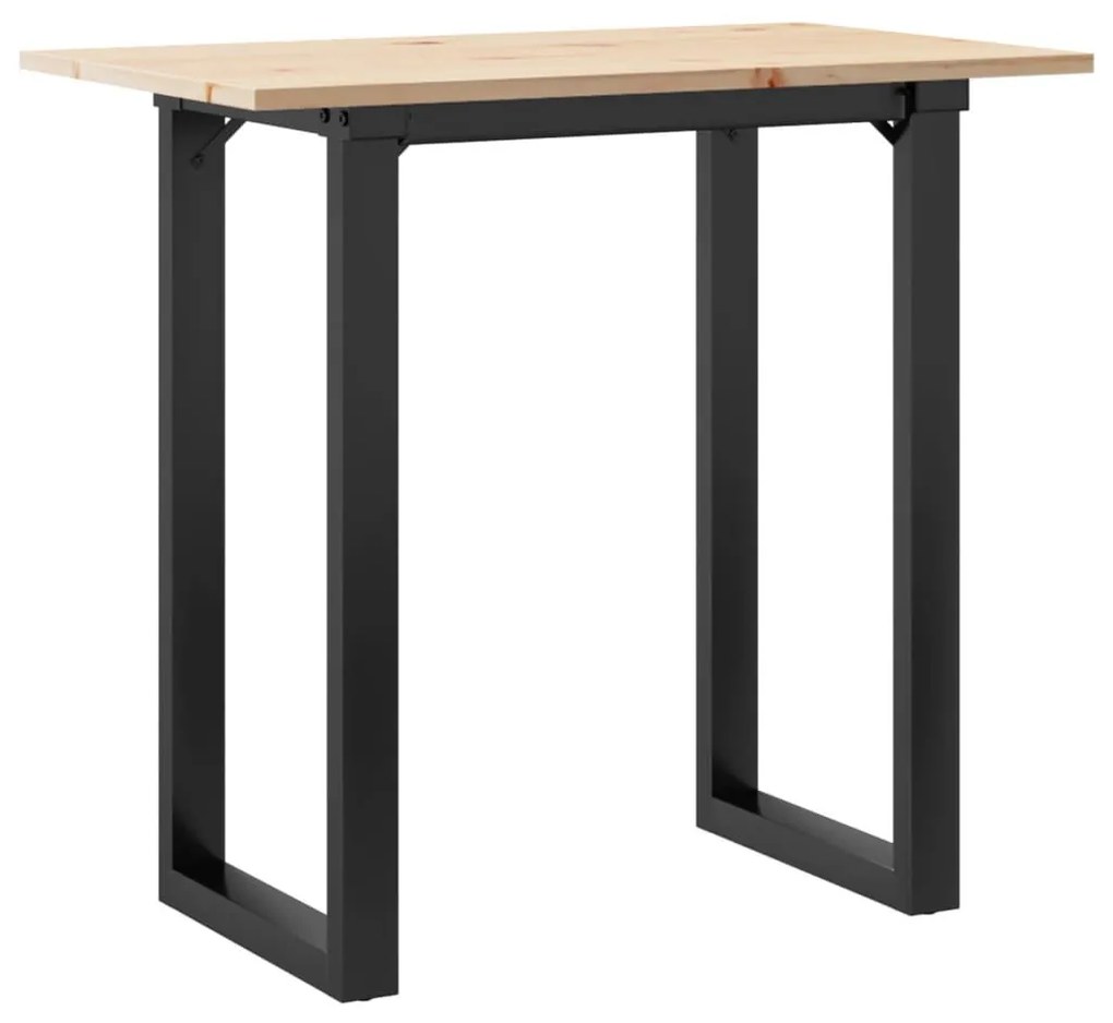 tömör fenyőfa és öntöttvas étkezőasztal O-vázzal 80x50x75,5 cm