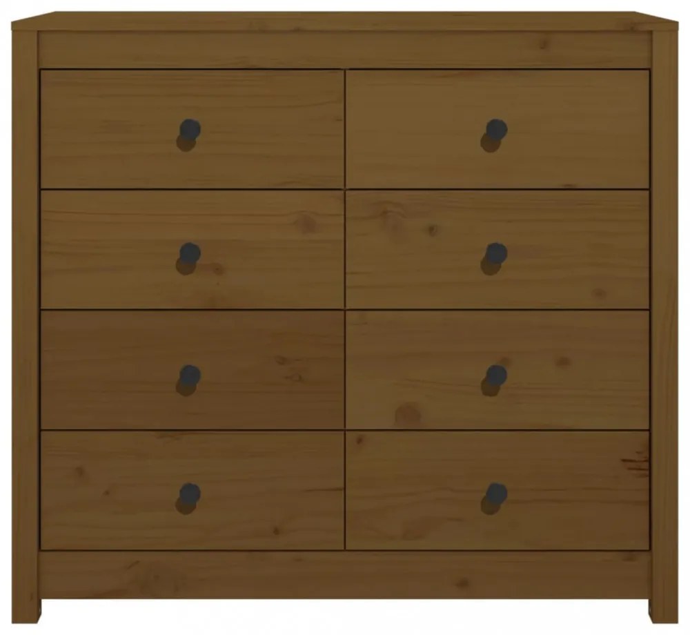 mézbarna tömör fenyőfa kisszekrény 100 x 40 x 90 cm
