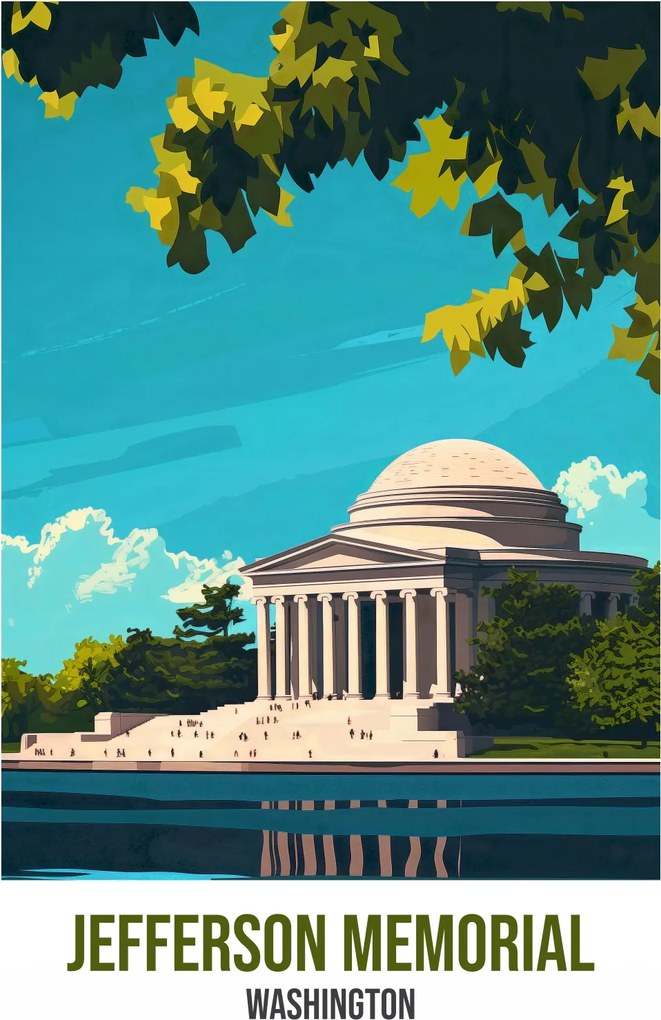 Plakát 56,6x86,4 cm Jefferson Memorial, Washington