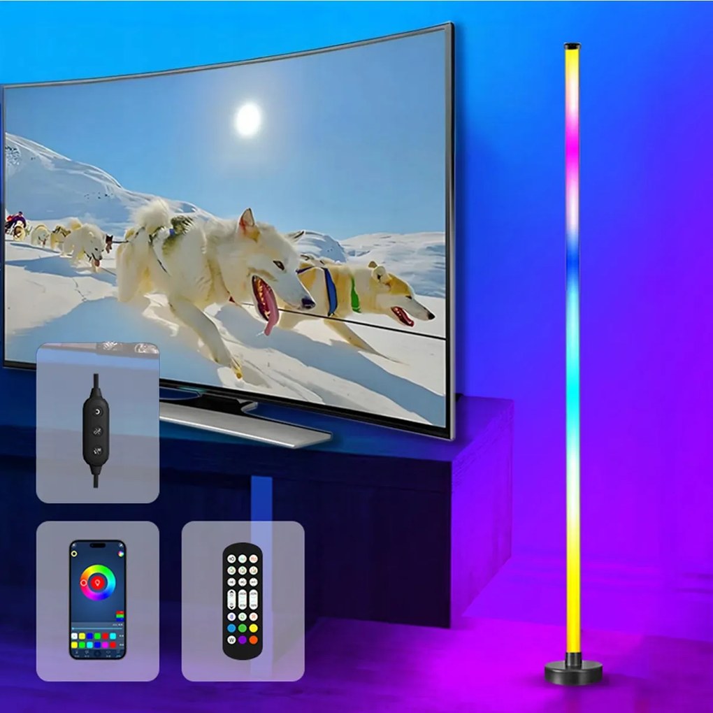 Álló Sarok Lámpa Rgb Led Távirányító App Music Sensor 120 CM