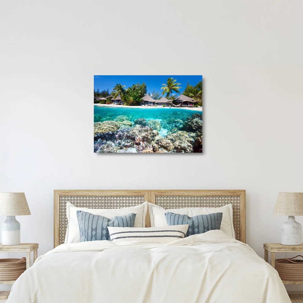Tengerpart a trópusi szigeten képe (üvegen) (70x50 cm)