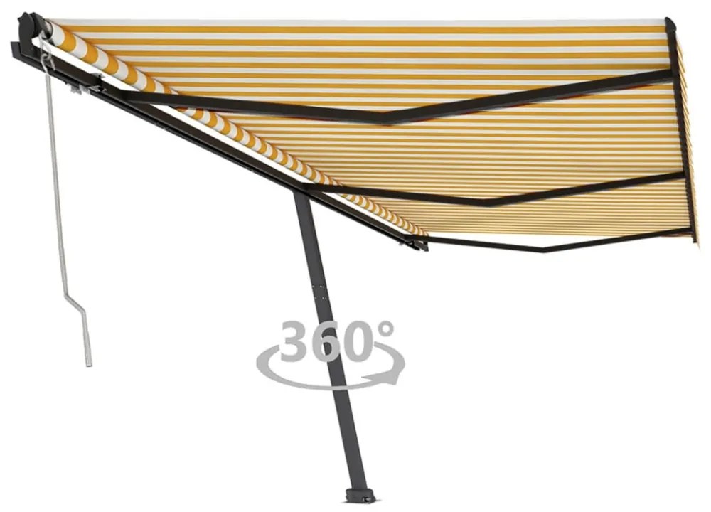 sárga-fehér automata póznás napellenző 600 x 350 cm