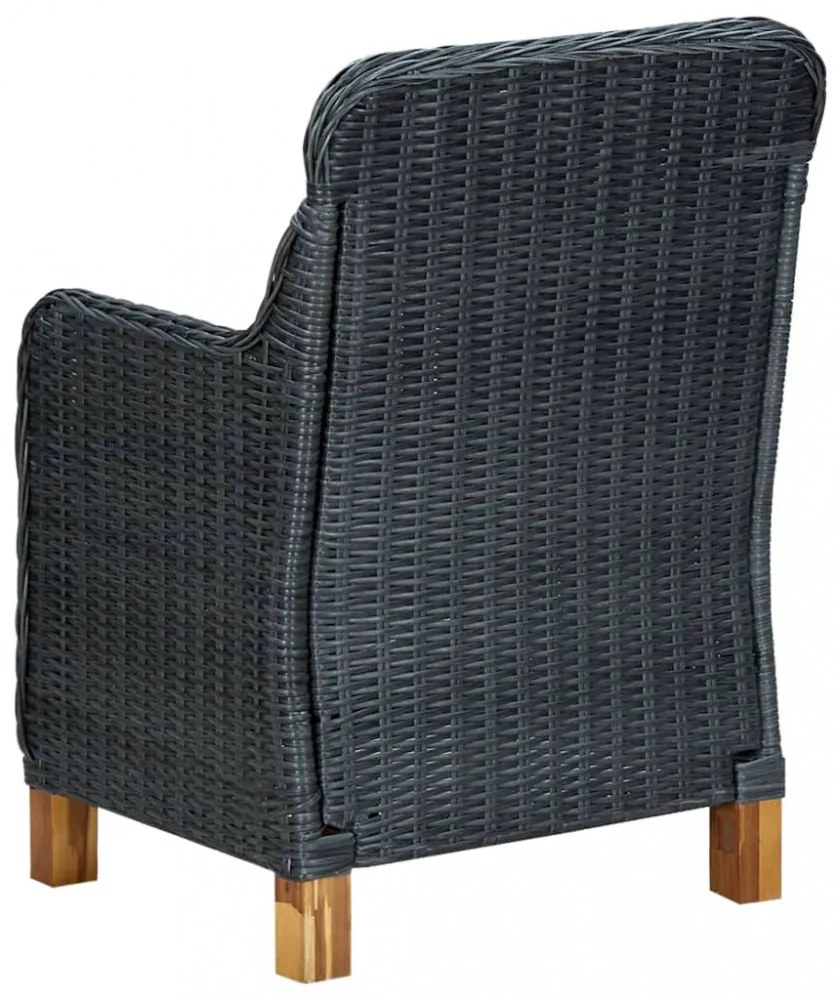 vidaXL 9 részes sötétszürke polyrattan kültéri étkezőszett párnákkal