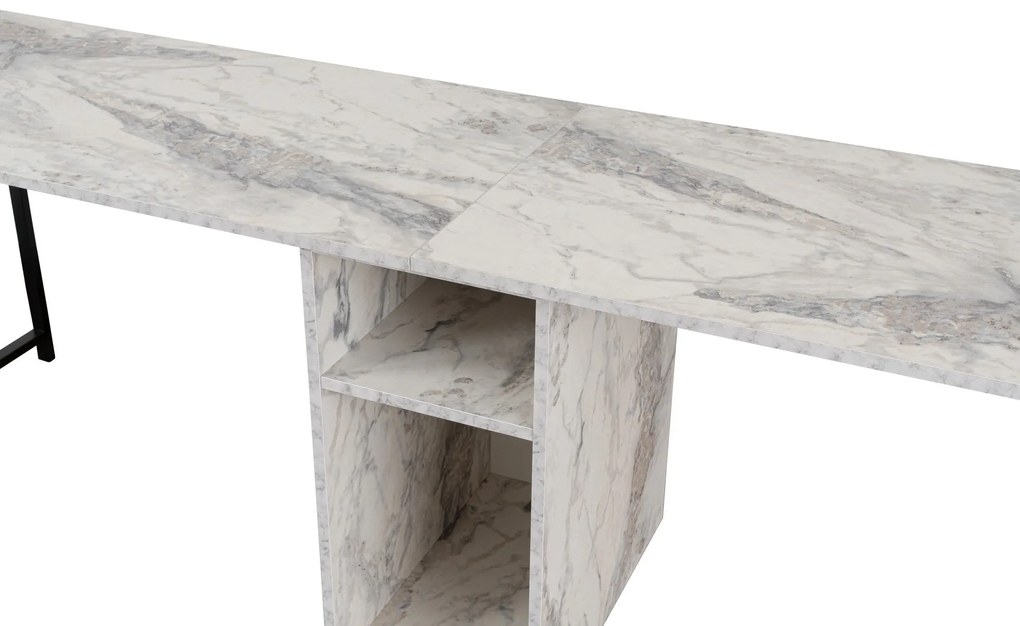 Íróasztal Twin Study Desk - Freesia Marble, Fekete