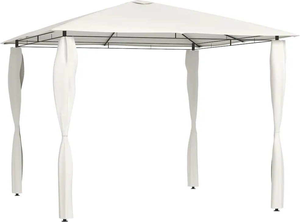 vidaXL krémszínű pavilon oszlop takarókkal 3 x 3 x 2,6 m 160 g/m²