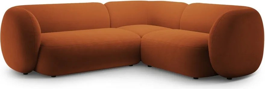 Terrakotta színű bársony sarokkanapé (jobb oldali-L alakú) Kate – Micadoni