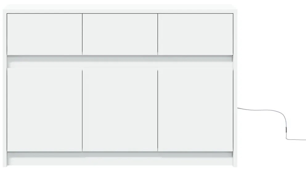 fehér szerelt fa TV-szekrény LED-ekkel 91 x 34 x 61 cm