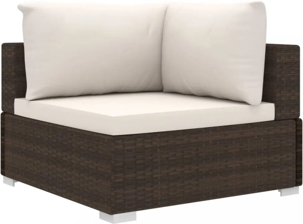 11 részes barna polyrattan kerti bútorszett párnákkal