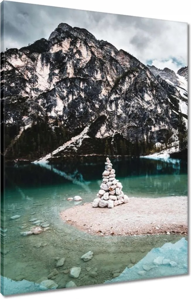 Vászonkép 60x80 Hegyi tájkép tóval